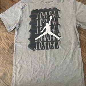 Jordan Light Gray Short-Sleeve Graphic Tee with White Jumpman